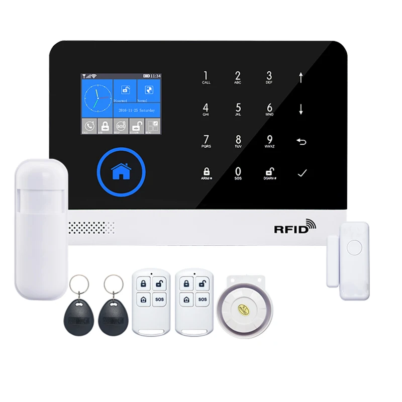 

AAAE Top-Wireless Home Security WIFI GSM GPRS Alarm system APP Remote Control RFID card Wireless Home Security WIFI GSM GPRS Ala