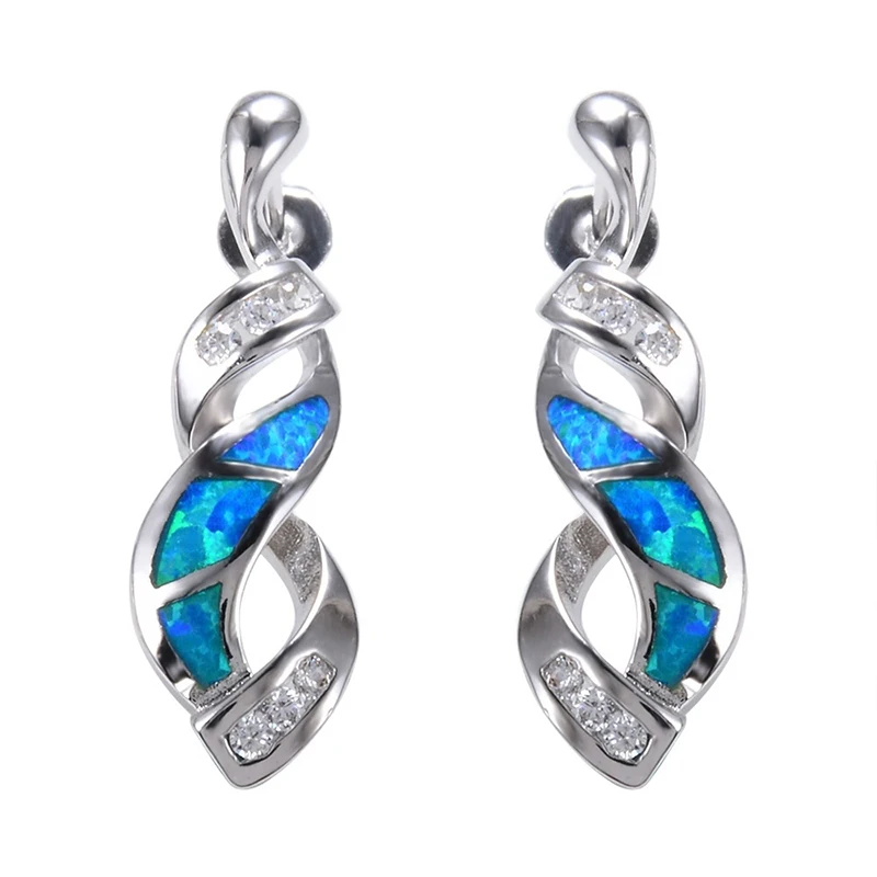 

Exquisite 8-shaped Design Blue Fire Opal Earrings Elegant Zircon Stud Earrings Women Accessories Statement Jewelry Girl Gift