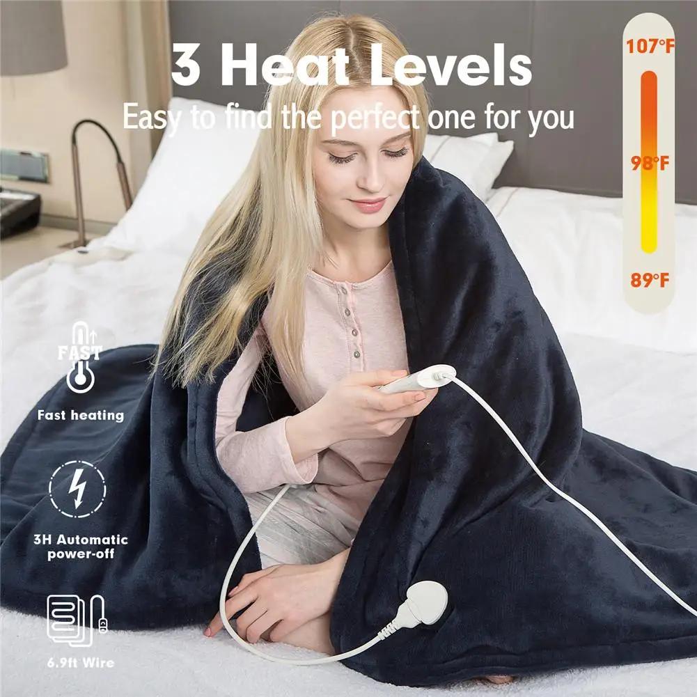 

Electric Blanket Body Warmer Winter Single Heated Blanket Thermostat Electric Heating Blanket Household Heaters Pad 50*60 Inch