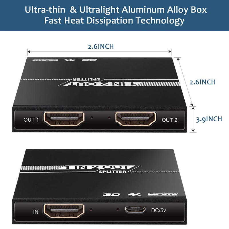 1 в 2 4K HDMI сплиттер поддерживает 3D 1080P для Xbox, PS4 PS3 Fire Stick Blue Ray Apple tv Roku HD tv
