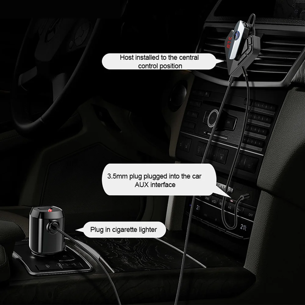AOSHIKE QC 3.1A FM передатчик Bluetooth V5.0 EDR Handsfree Dual USB Автомобильное зарядное устройство mp3