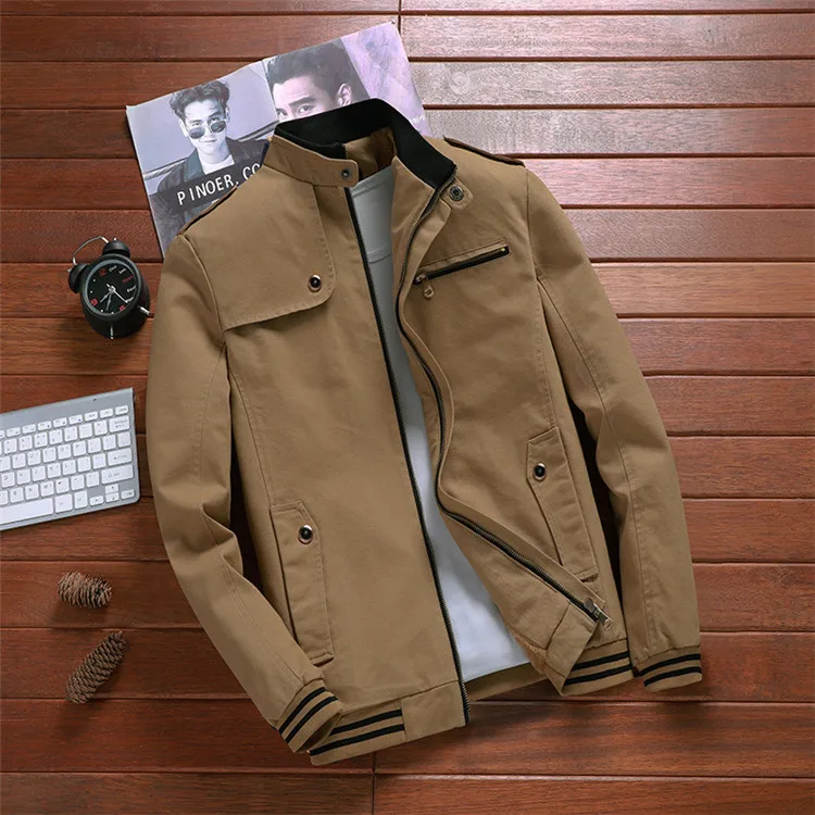 Dark Khaki Mountainskin, новинка, осенние куртки для мужчин, пилот, куртка-бомбер, мужские Модные бейсбольные пальто, приталенное пальто, Мужская брендовая одежда, 5XL, SA692 - Цвет: Dark Khaki