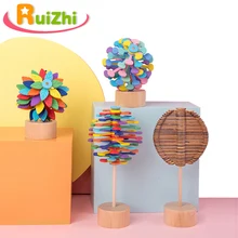 Ruizhi Детские красочные деревянные Вращающиеся Леденцы дерево Снятие Стресса Игрушка антистресс развивающие игрушки подарки на день рождения RZ1090
