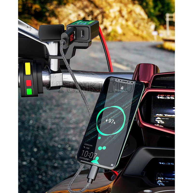 Waterproof Motorcycle USB Charger Voltmeter for Moto Motor Motorbike Scooter 12V 24V Mobile Phone Charger