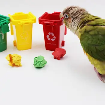 

4 Pcs/Set Mini Trash Can Garbage Bin Peony Parrot Intelligence Training Toys 090C