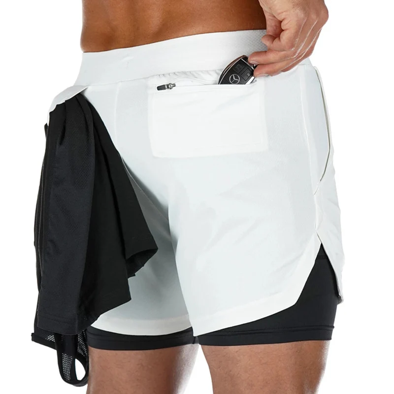 Men's Running Shorts Camo Gym Fitness Compression Workout Basketball 2 In 1 Tights Quick Dry Training Clothing Sports Shorts Man