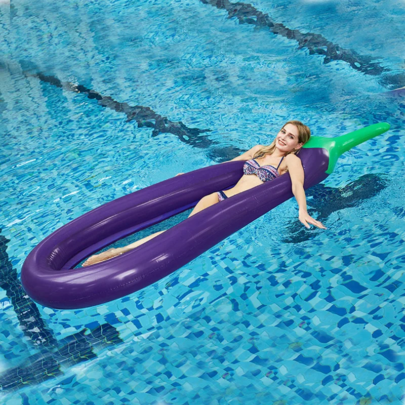 

New Style Inflatable Eggplant Gauze Floating Row Adult Environmentally Friendly PVC Inflatable Floating Bed Fruit Loungers Facto