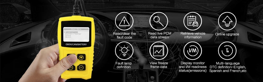 AUTOOL CS330 12 В код читателя батарея тестер сканирования для OBDII/EOBD/CAN Автомобильный сканер автомобиля OBD2 диагностический инструмент