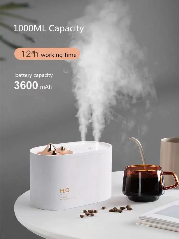 

1000ML Portable Aroma Essential Oil Diffuser Ultrasonic USB Air Humidifier with 2 Mist Outlet for Home Office