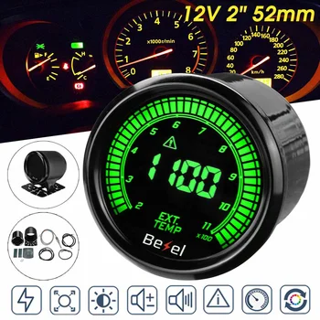 

2" 52mm Exhaust Gas Temp Temperature Gauge Meter Kit 12V Digital LED Display with Sensor Bracket Cup 10 Colors Backlights