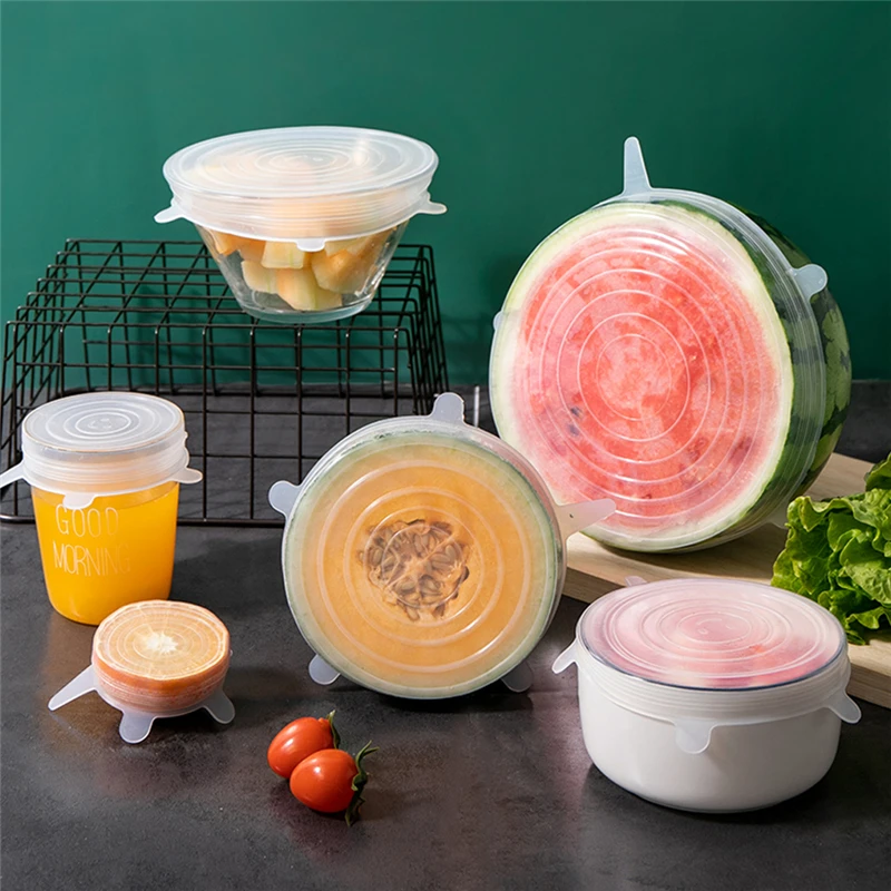 

6PC Reusable Silicone Elastic Cover Universal Silicone Cover Food Silicone Cover Pot Lid Silicone Cover Pot Lid Fast Delivery