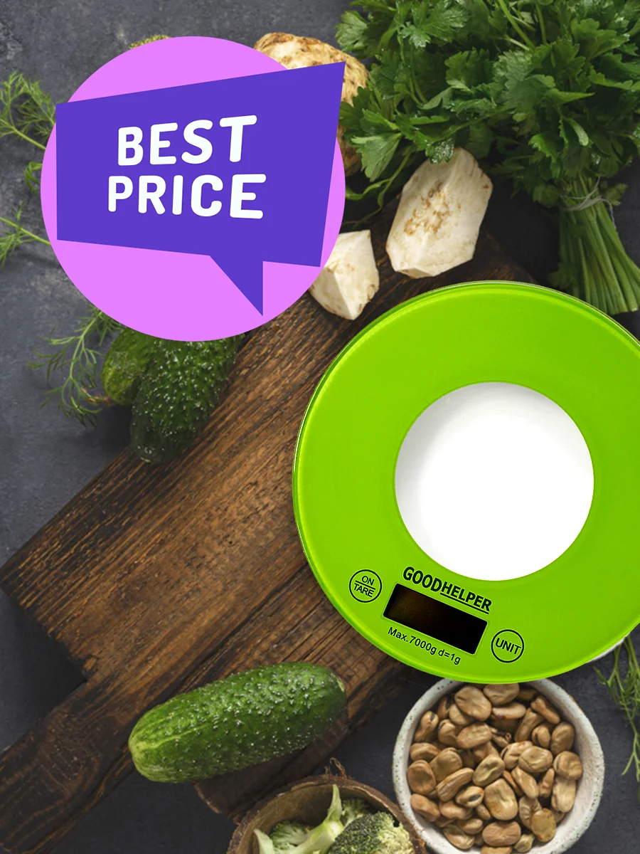 Compact kitchen scale for easy weighing liquids and mixes up to 7 kg