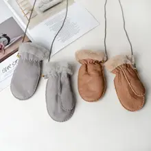 Детские зимние теплые варежки, Детские водонепроницаемые ветрозащитные перчатки с веревкой P31B