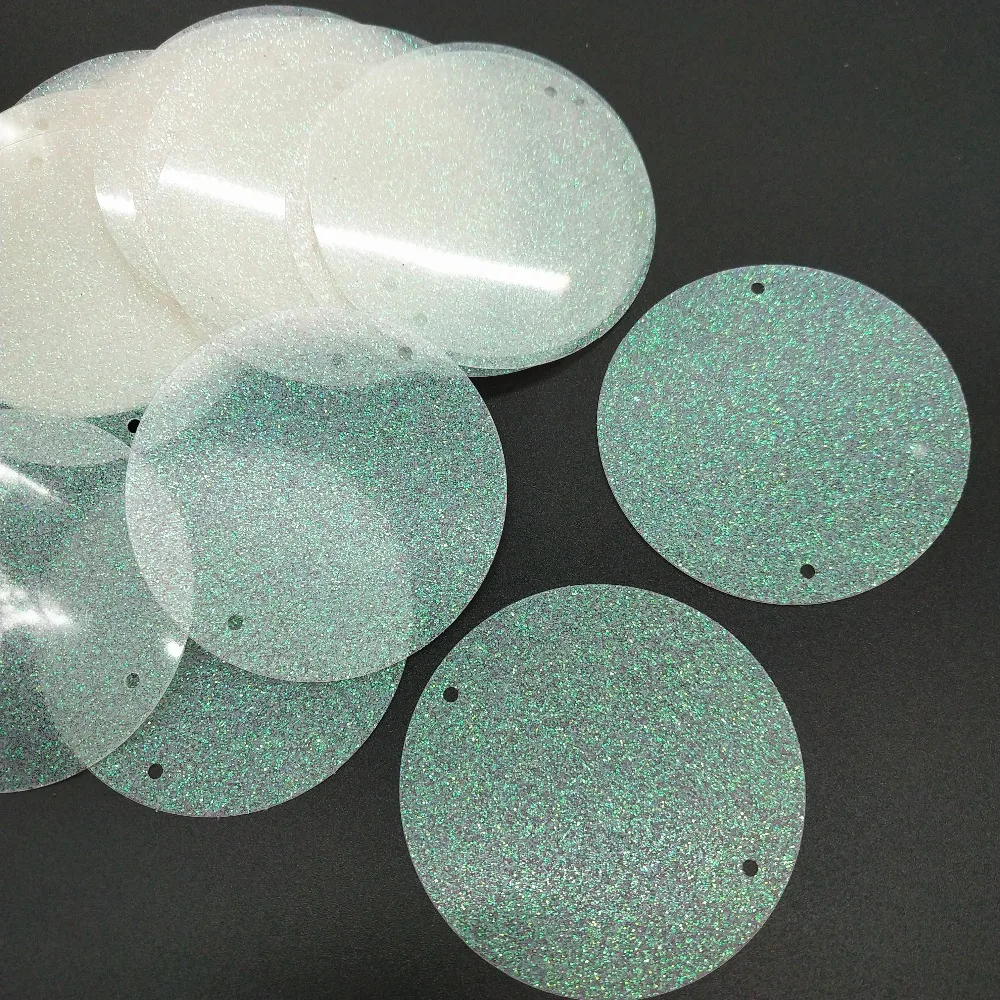 50mm 2 holes glitter white