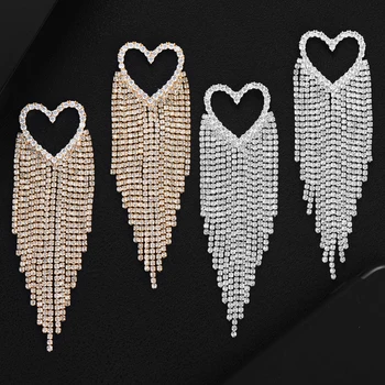 

GODKI Shinning FASHION Luxury Heart Long Tassel Earrings For Women Wedding Bridal Party Jewelry boucle d'oreille femme 2020