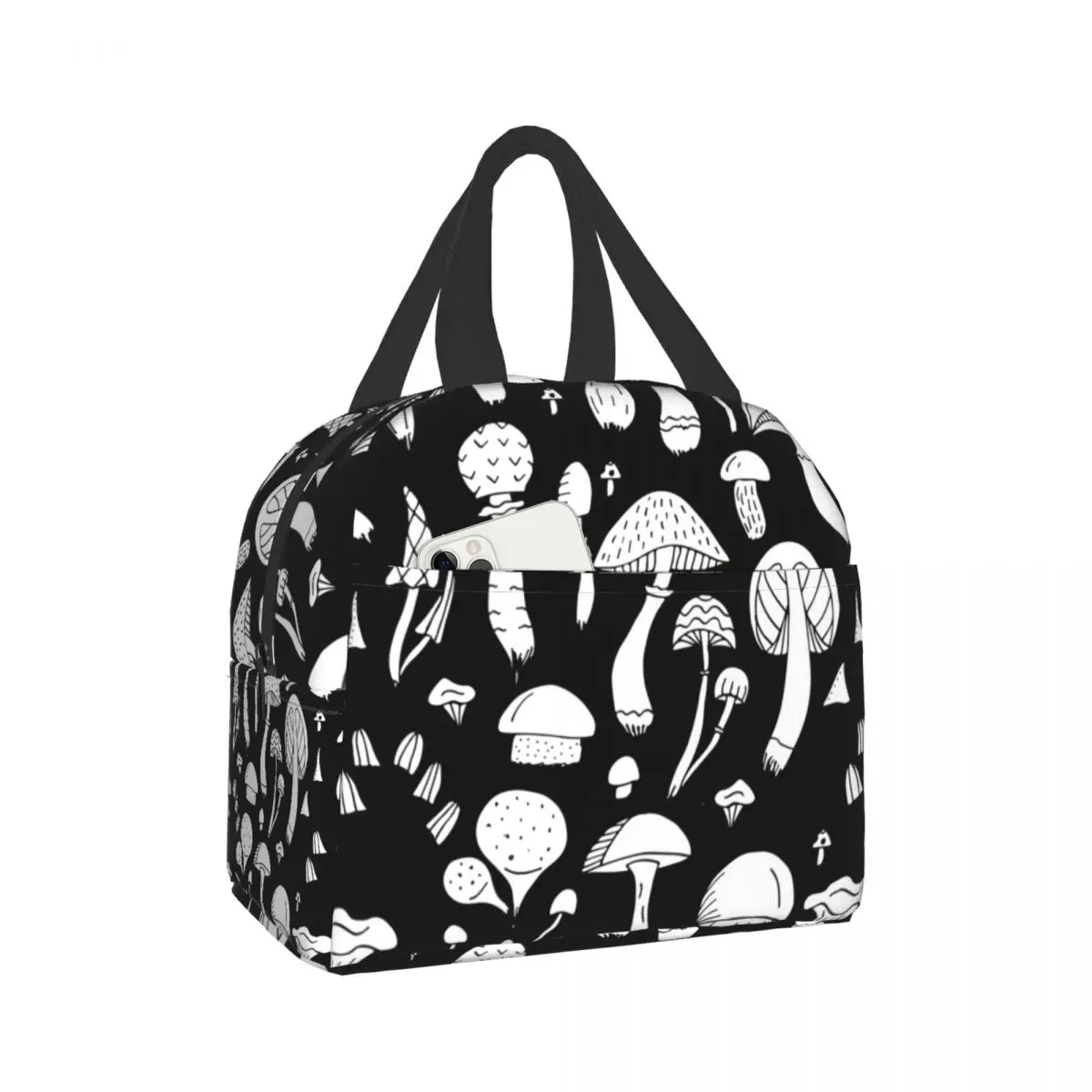 

NOISYDESIGNS Mushrooms Pattern Lunch Bag Portable Insulated Thermal Cooler Bento Lunch Box Tote Picnic Storage Bag Pouch POD