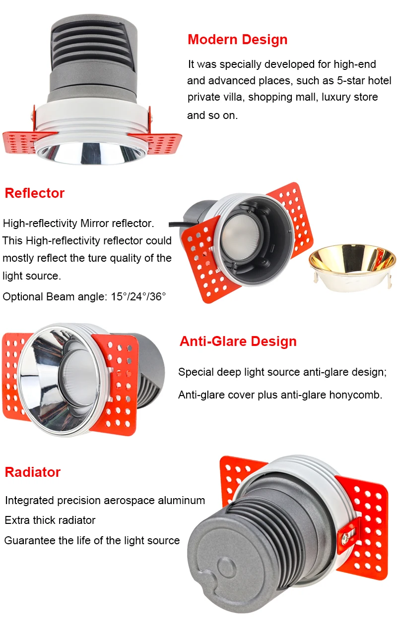Zhongshan fancy ip44 round led detachable trimless wallwasher downlight 230v