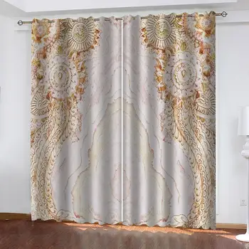 

Flower Retro Pattern 2 Panels/set Curtain Block out Fabric Drape Darkening Thermal Insulated Window Curtain Living Bedroom