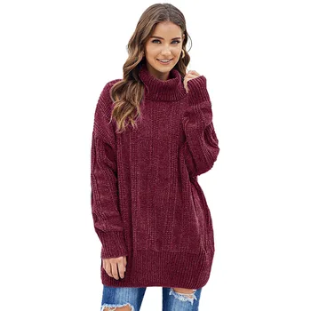 

High Collar Thick Sweater Female Winter New Long-sleeved Loose Warm Pullover Turtleneck Sweater Pull Femme Nouveaute 2019
