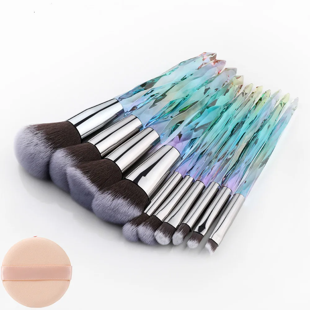 

New 10Pcs Diamond makeup brushes Set Cosmetic Blush brush Powder Foundation Brush Eye Shadow Lip Eyebrow Makeup Kit Brushes
