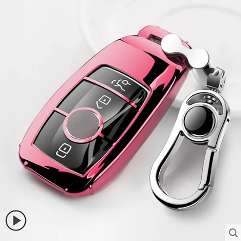 Hight quality Tpu Car Key Cover Case Shell Bag Protective Key Ring For Mercedes Benz E Class W213 S class Accessories - Название цвета: pink