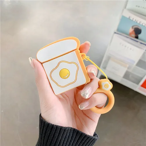 Для AirPods чехол милый забавный тост булочка Арбуз цветок чехол для наушников для Apple Airpods 2 Мягкий защитный чехол с карабином - Цвет: as pic