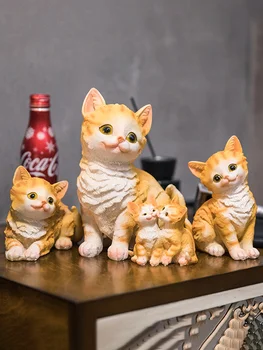 

4 pcs Resin Cats Sculpture Animal Figurines Kids Room Decoration Desk Crafts