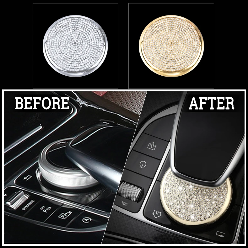 Для Mercedes Benz Аксессуары C Класс W204 W205 AMG Bling Наклейка Детали интерьера Украшения Отделка Ремонт Кристалл Сияющий Золотые наклейки Наклейка Женщины Мужчины Рулевое колесо ПЕРЕКЛЮЧАТЕЛЬ ПЕРЕКЛЮЧАТЕЛЯ ПЕРЕКЛЮЧ