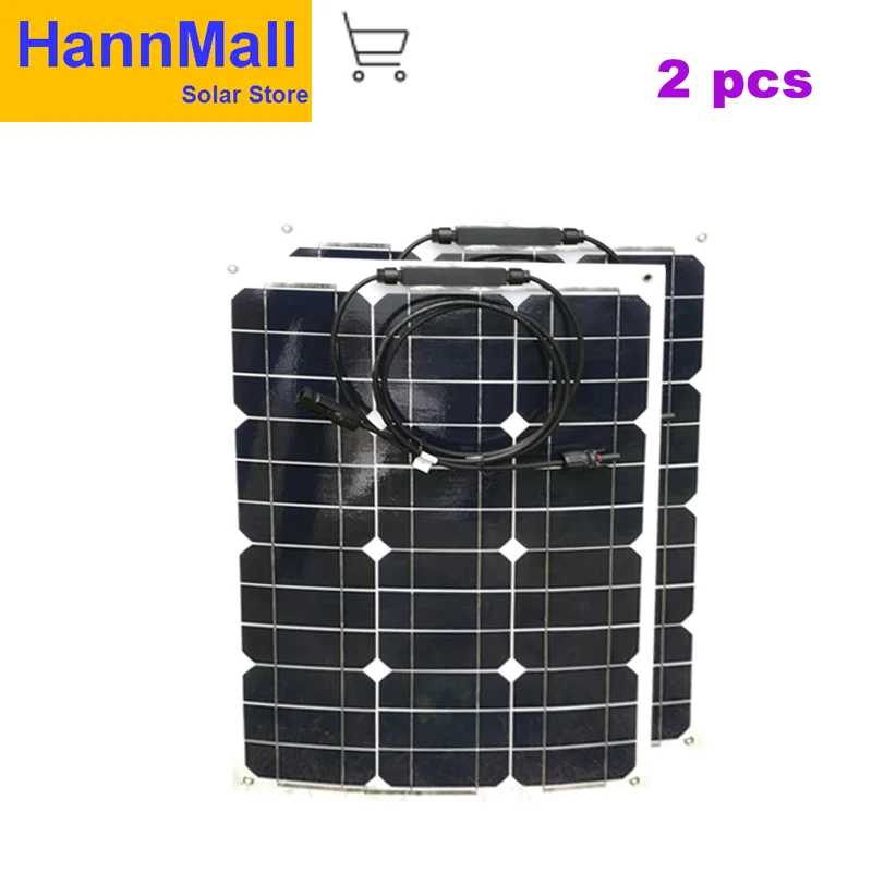 

HannMall High Efficiency Flexible Solar Panel 12v 35w Monocrystalline Solar Charger Battery Rv Motorhome Camping Car Caravan
