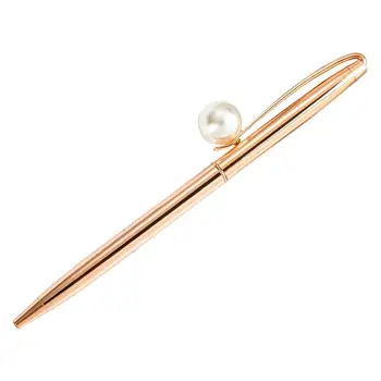 

10Pcs/lot New Style Rose gold Pearl Ballpoint Pen Metal Material Rotating Ballpen School Office Students Gift Stationery pens
