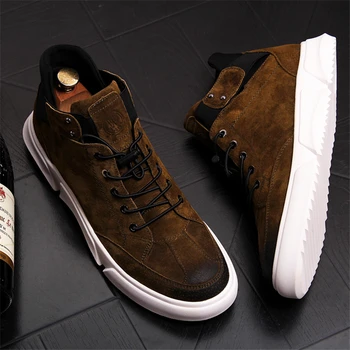 

Mens Shoes Spring Autumn Casual Leather Shoes Men Flat Shoes Men Loafers Lace-up High Help Sneakers Men Ankle Boots Men Shoes
