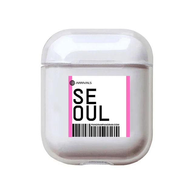 I301837 Роскошный чехол для воздушных билетов, bluetooth-гарнитура для Air pods 2 1 INS Label, штрих-код, американский город, надпись, наушники, прозрачный мягкий чехол из ТПУ - Цвет: I301837
