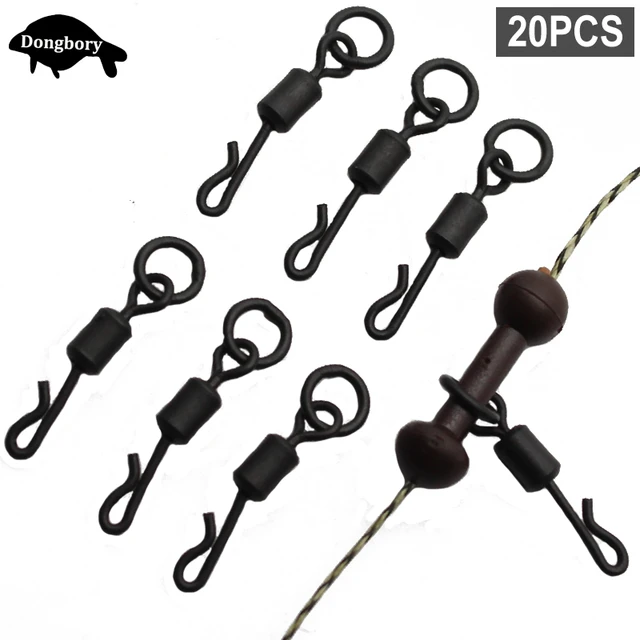 20PCS Carp Fishing Quick Change Swivels With Ring Rolling Swivels Clips  Swing Snap Connector Carp Rig