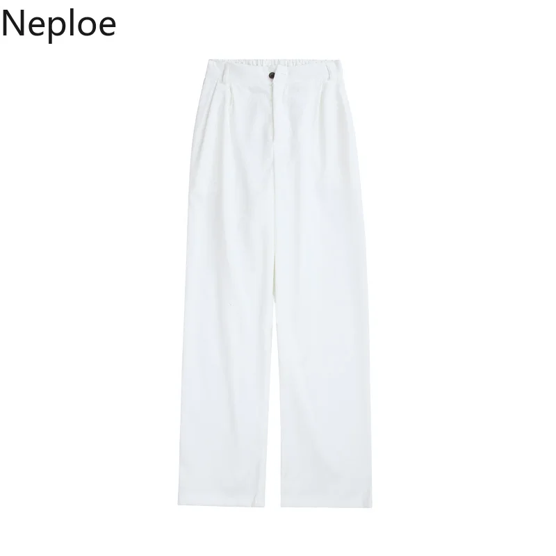 Neploe, модные женские длинные вельветовые брюки, женские корейские однотонные брюки с высокой талией, повседневные плотные брюки Harajuku, уличная одежда