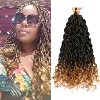 

DAIRESS 18" Wavy Faux Locs Crochet Hair With Curly Ends 24Roots Faux Locs Crochet Braids Dreadlock Extensions Goddess Locs