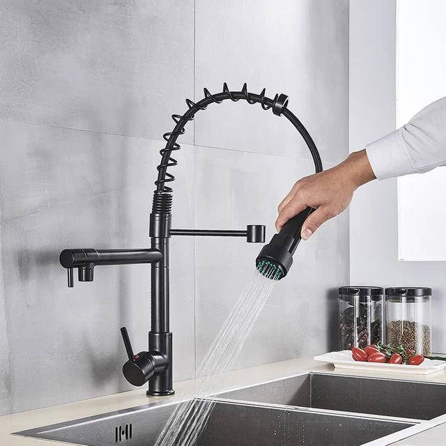 Uythner Black Brass Kitchen Faucet Vessel Sink Mixer Tap Spring Dual Swivel Spouts Hot and Cold Uythner Black Brass Kitchen Faucet Vessel Sink Mixer Tap Spring Dual Swivel Spouts Hot and Cold Water Mixer Tap Bathroom Faucets