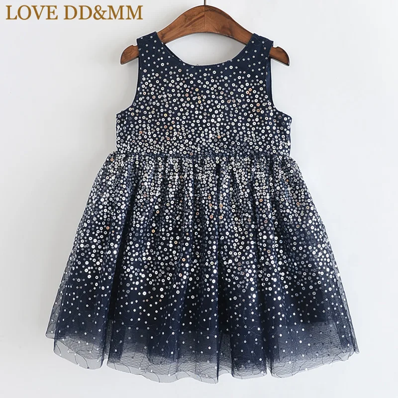 QZA262Blue Платья для девочек с надписью «LOVE DD& MM» Новинка года, детская одежда детские платья принцессы с блестками и милыми музыкальными цветами для девочек, одежда, костюм - Цвет: QZA262Blue