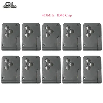 

10PCS*New for Megane Scenic Smart Card 3 Button with Key Blade 434Mhz ID46 Chip Remote Key Fob for 2003-2008 Year Cars With logo