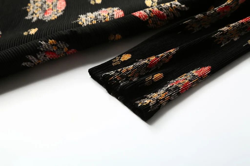 High neck print dress middle sleeve digital flower print loose dresses