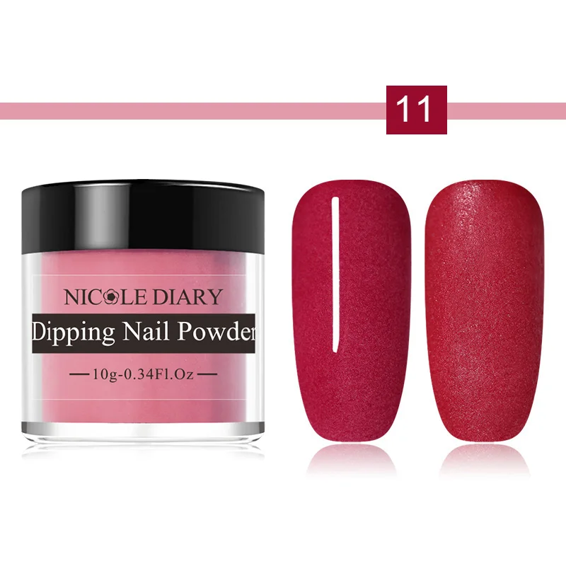 Color 11 NICOLE DAIRY 1 коробка 10 мл погружающаяся пудра для ногтей без лампы для лечения естественного сухого погружения пудра для ногтей гель для ногтей блестящая пудра для ногтей - Цвет: Color 11