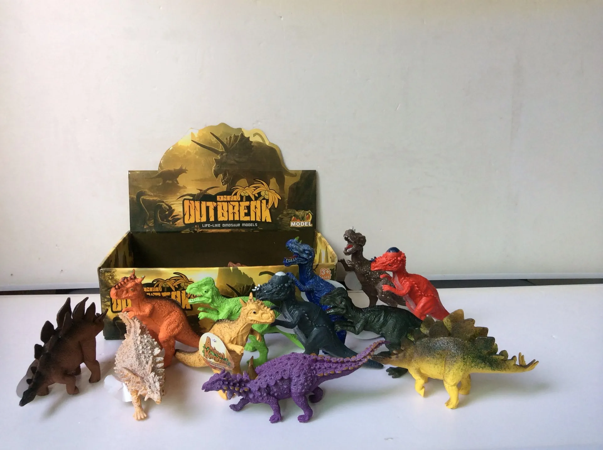 

New Style Model Triceratops T-Rex Toy Model Stegosaurus 3-6-Year-Old Kids Animal Cognitive 9-Inch Dinosaur Set