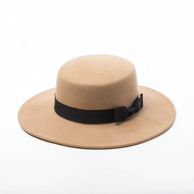 01912-hh8138b сплошное шерстяное классический бантом шляпа Fedora Мужская и женская панама джазовая, шляпа
