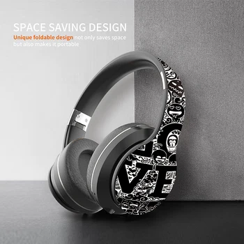 

New Headphone card FM graffiti headsets wireless Bluetooth for PC Mobile Phones