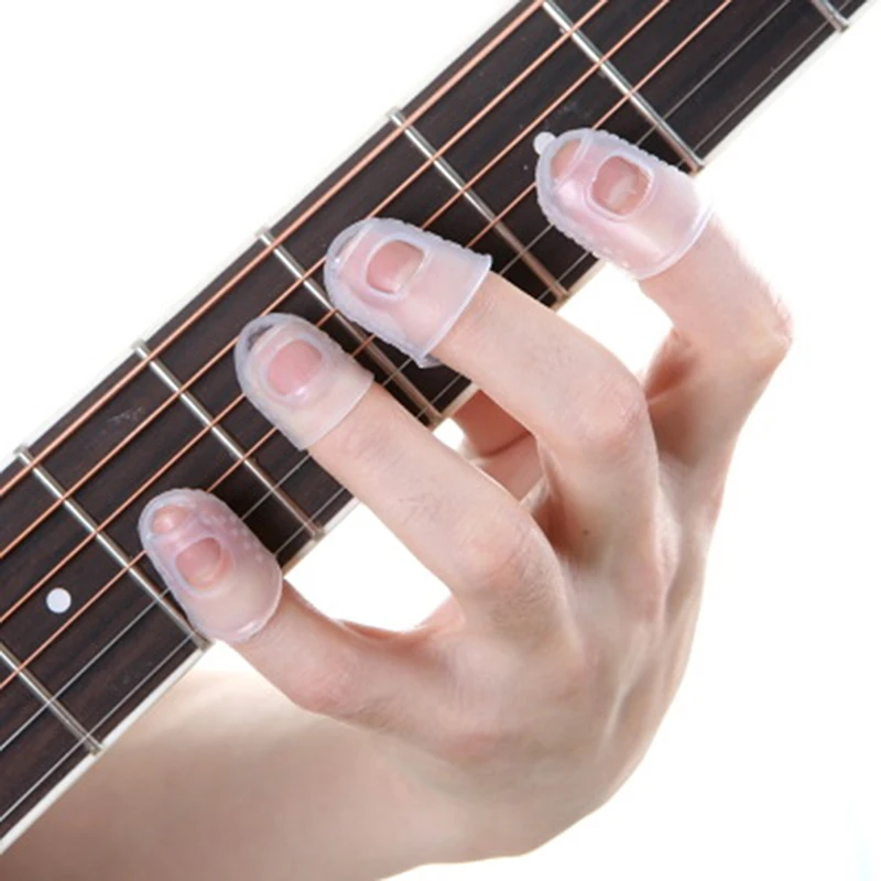 15Pcs Guitar Fingertip Protectors Silicone Finger Guards Guitar Finger Cover For Ukulele Electric 4 Colors Breathable