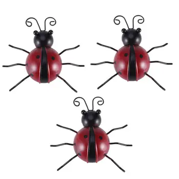 

3pcs Metal Ladybug Collections Metal Art Fence Hanger Wall Hanging Home Outdoor Garden Decorative Ladybug
