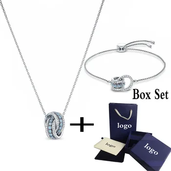 

New Fashion Elegant Simple FURTHER Light Blue Crystal Necklace Set Elegant Jewelry For Girlfriend Exquisite Birthday Best Gift