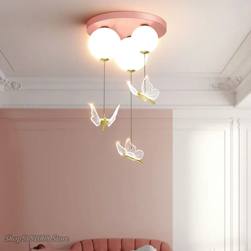 Acrylic Golden Butterfly Balloon Ceiling Lamp Creative Cartoon