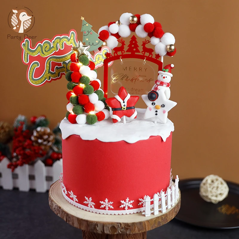 Dekorasi Cake Natal Tahun Baru Custom Cake Topper "Selamat Natal" Kue Topper Pribadi Meriah Pesta Pohon Natal Kue Dekorasi Topper|Perlengkapan Dekorasi Cake| - AliExpress