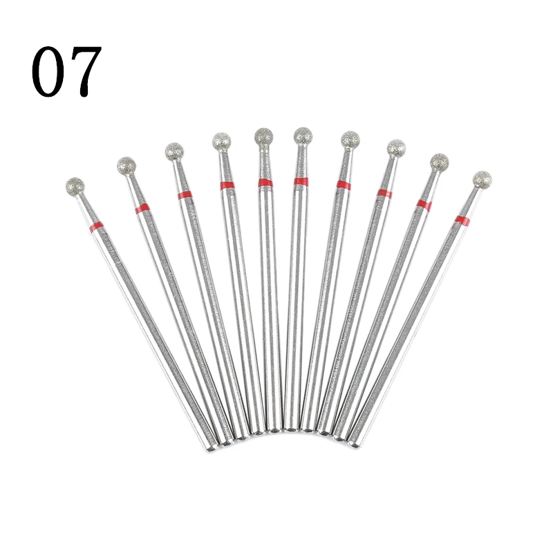 New 10 Pcs 2.35mm Shank Diamond Grinding Bur Drill Bits for Dental Grinding Wheel Shape Burs Dental Polishing Burs Toiletry Kits - Цвет: 07
