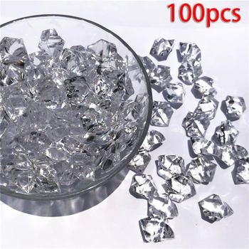

100pcs/Set Lifelike Plastic Gems Artificial Crystal Clear Stones Fish Tank Vase Ornaments Transparent Home Decor